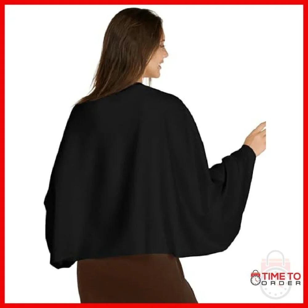 Soft Knitted Shawl Wrap With Sleeves - Versatile 4-Way Wear